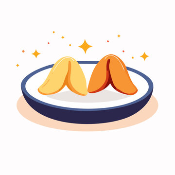 Two Fortune Cookies on a Plate
