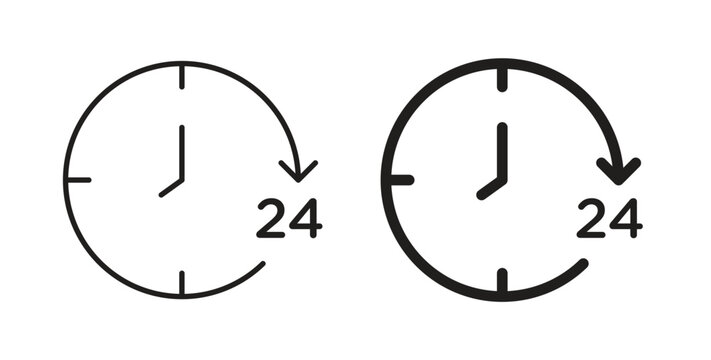 Time twenty four icon vector design elements. icon in flat and line style.