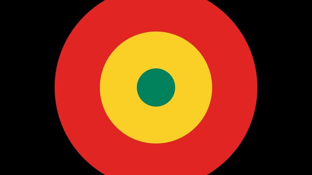 Pan-African colors concentric circles expanding wipe transition with alpha channel.