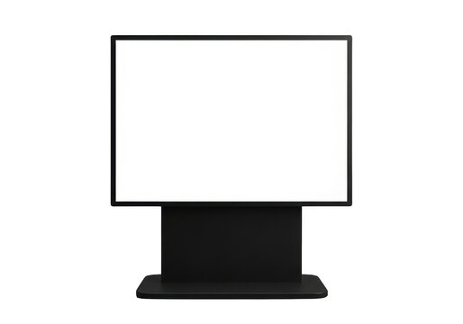 Minimalist modern computer monitor on a stand isolated on transparent background
