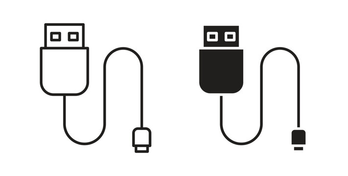 USB cable icon vector design elements. icon in flat and line style.