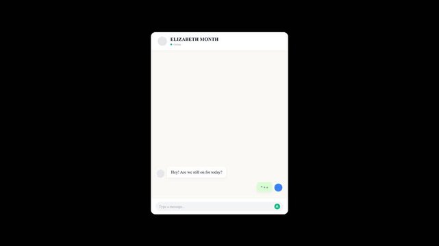 Messaging app chat interface with green and white speech bubbles appearing sequentially for social media communication mockup on dark background