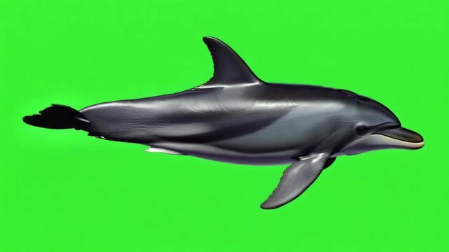 dolphin leaping from bright green water in dynamic motion isolated on solid background