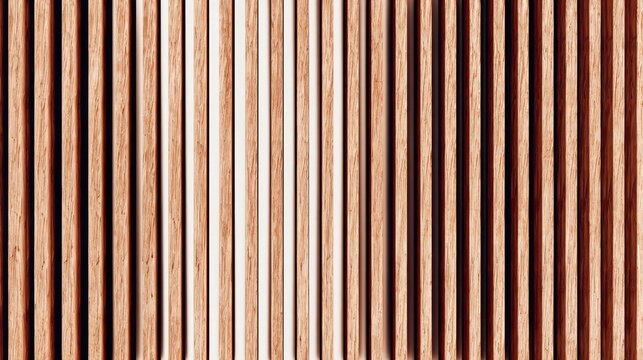 Alternating vertical wooden slats present a textured background surface with varying light and shadow.