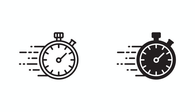 Fast moving stopwatch icon set with short hand, vector illustration for time design