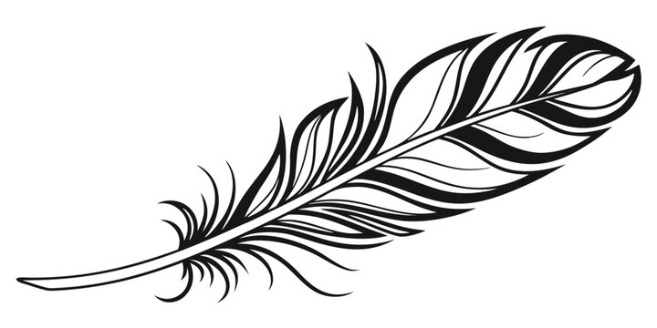 Clean stylized black feather vector graphic illustration with simple elegant design white background illustration decorative elegance isolated lightweight graceful artistic simplicity