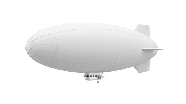 White blimp or dirigible isolated on transparent background ready for your design presentation or concept.
