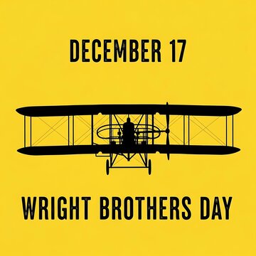 December seventeenth wright brothers day with vintage airplane silhouette