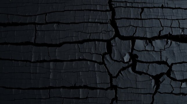 charred black wood texture background with deep cracks