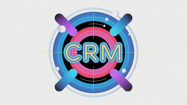CRM acronym neon style logo isolated on white background