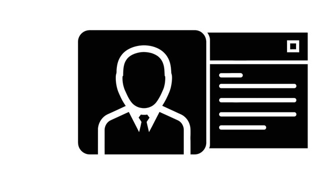 Black and white business profile icon.