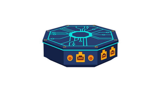 Futuristic Octagonal Technology Control Panel Interface.