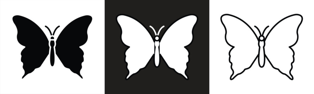 Butterfly winged insect line art icon for apps and websites. vector illustration