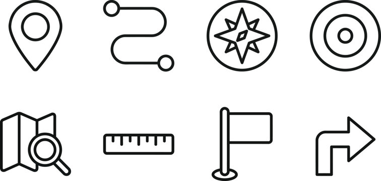 Navigation icons for mapping and direction