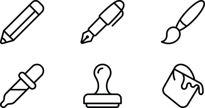 Vector illustration of various drawing and painting tools