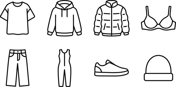 Vector illustration of various clothing items