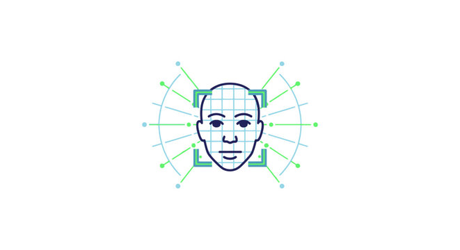 Facial Recognition Technology Icon - Biometric Security Scan