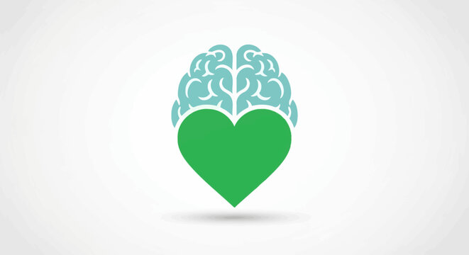 Heart Shape with Brain Illustration Symbolizing Mind and Emotions.
