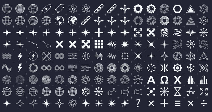 Vector icon set pack elements shape graphic abstract line geometric symbol creative template design futuristic tech sign modern vector illustration