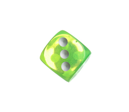 Green dice on white background