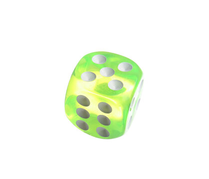 Green dice on white background