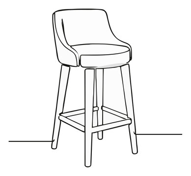 Bar stool front view minimalist line art vector icon. Generative AI