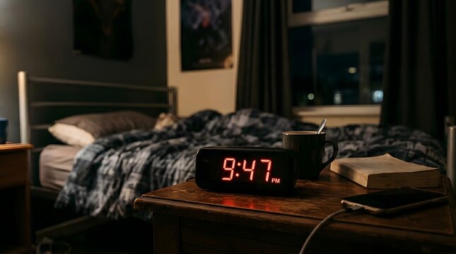 Evening Bedroom Bedside Table Digital Clock