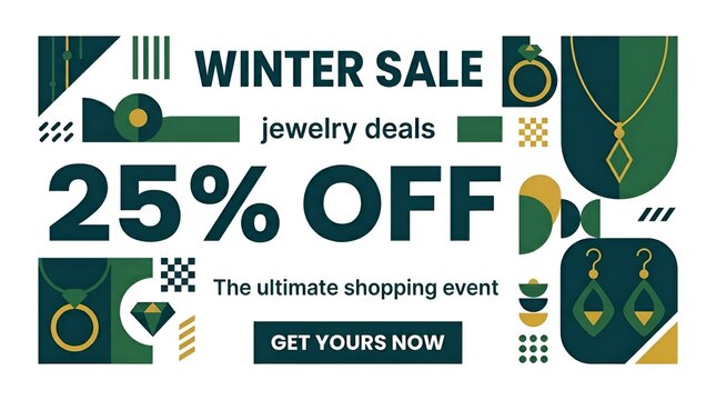 Winter Sale Jewelry Discount Promotional Graphic Design.