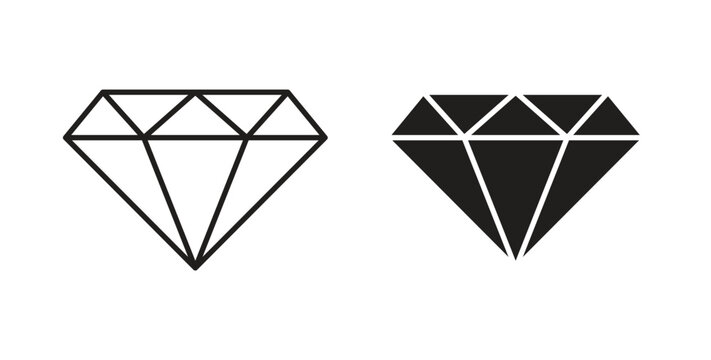 Diamond icon linear pictogram. Editable Stroke. Isolated Vector Illustration.