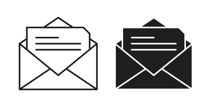 Envelope open icon linear pictogram. Editable Stroke. Isolated Vector Illustration.
