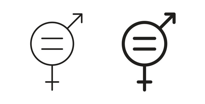 Equality icon linear pictogram. Editable Stroke. Isolated Vector Illustration.