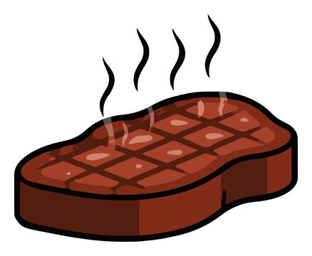 Grilled steak steaming dynamic low angle vector. Generative AI