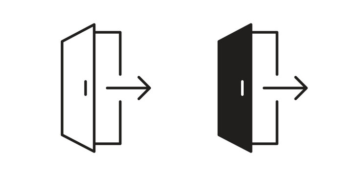 Exit icon linear pictogram. Editable Stroke. Isolated Vector Illustration.