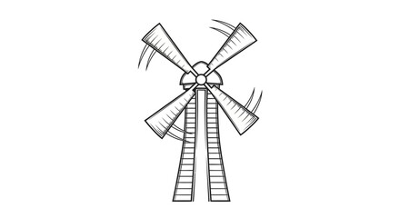 Obraz premium Classic Dutch style windmill icon for renewable energy concepts.