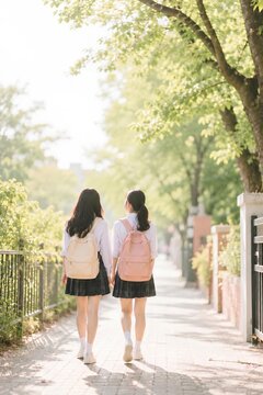 교복입고 걷는 여학생들