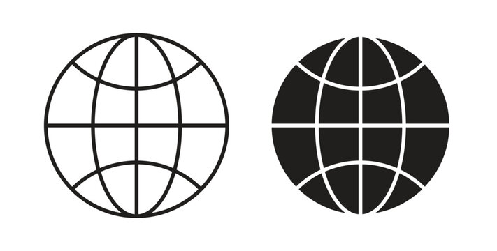 Globe icon linear pictogram. Editable Stroke. Isolated Vector Illustration.