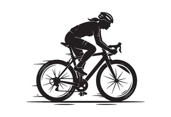 Obraz premium Minimal cyclist icon, Rider on bicycle silhouette, Cyclist silhouette vector.