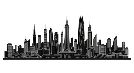Fototapeta premium Modern City Skyline Silhouette Illustration