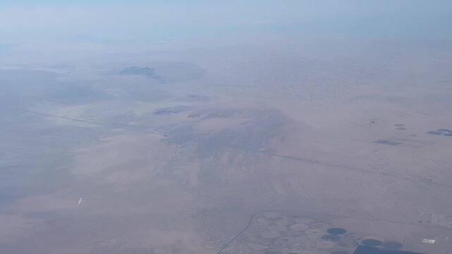 Desert Landscape High Altitude View From a Passenger Plane