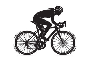 Obraz premium Minimal cyclist icon, Rider on bicycle silhouette, Cyclist silhouette vector.