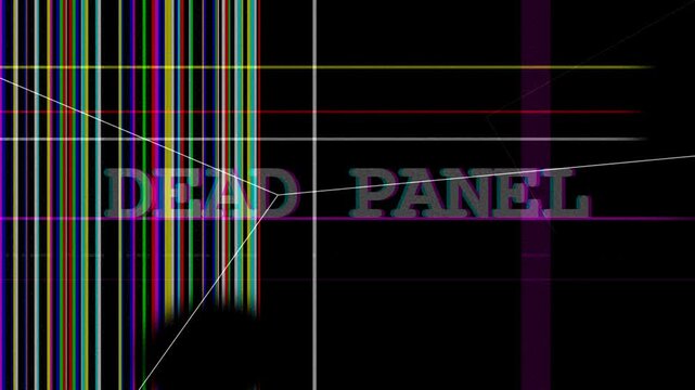 Glitch Effect on Broken Screen with "DEAD PANEL" Text Overlay, Digital Noise