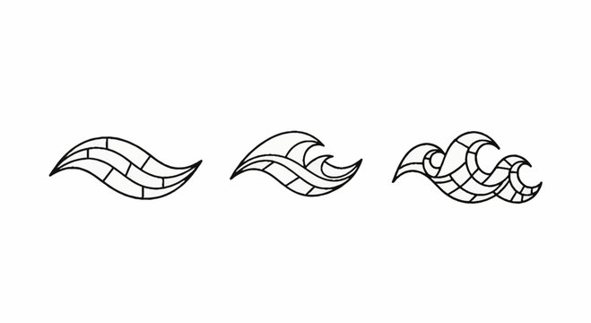 Stylized oceanic wave set with geometric line patterns