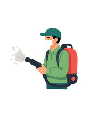 Obraz premium pest control worker spraying insecticide treatment isolated on white background illustration design
