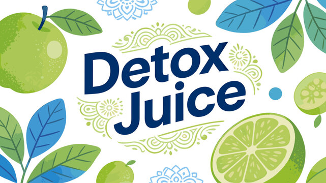 Refreshing Detox Juice with Fresh Green Apples, Limes, and Cucumber Slices, Decorated with Intricate Mandala Patterns.