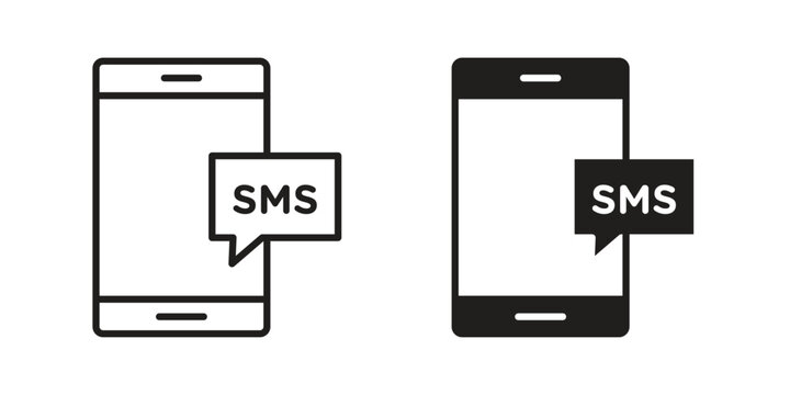 SMS icon in black and white. clipart and line style icons