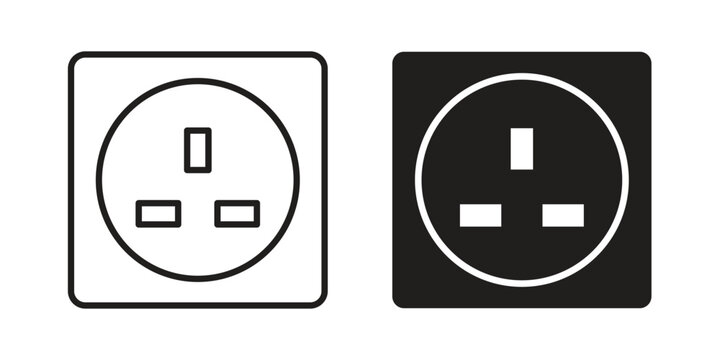 Socket icon in black and white. clipart and line style icons