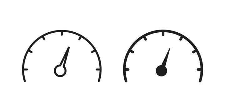Speedometer icon in black and white. clipart and line style icons