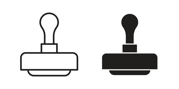 Stamp icon in black and white. clipart and line style icons