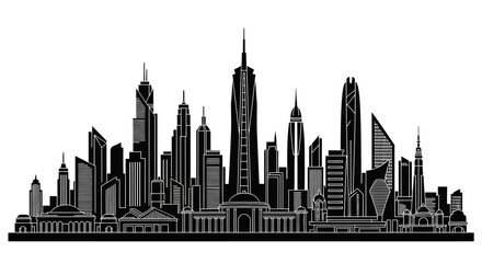 Obraz premium Modern City Skyline Silhouette Illustration