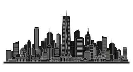 Obraz premium Modern City Skyline Silhouette Vector Illustration
